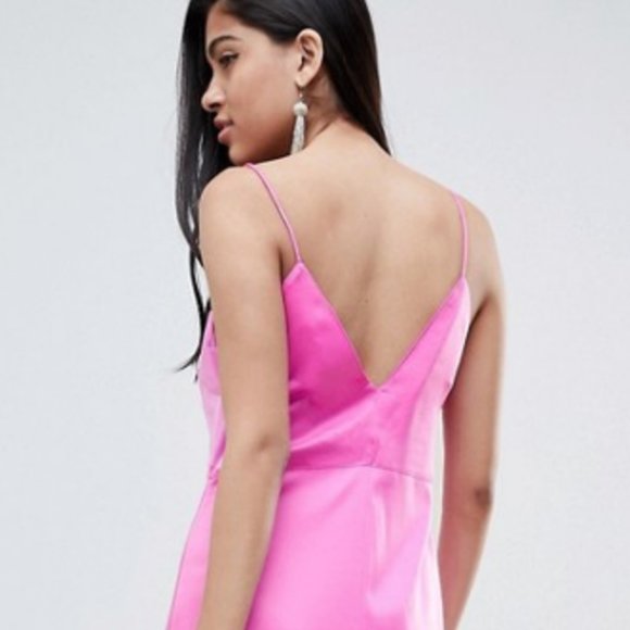 ASOS Satin Maxi/Midi Slip Dress in Pink - Picture 9 of 9